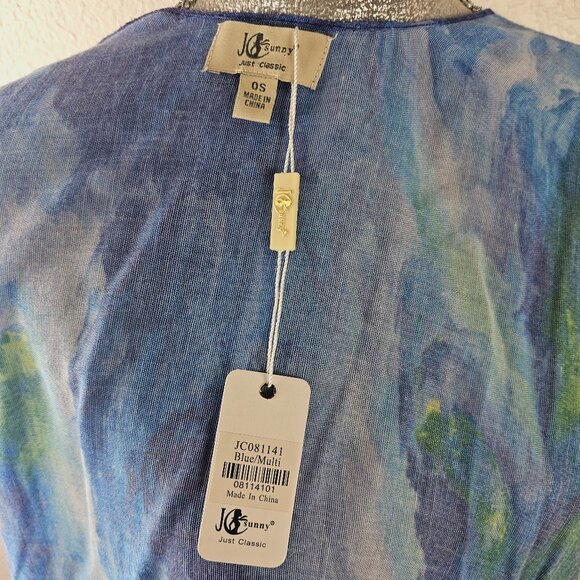 JC Sunny Sky & Mustang Horses Kimono Wrap Duster Swimsuit Cover Up - Picture 9 of 10